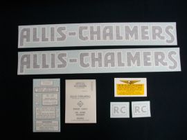 Allis Chalmers Model RC, Blue Letters, Long A/S, Restoration Decal Set